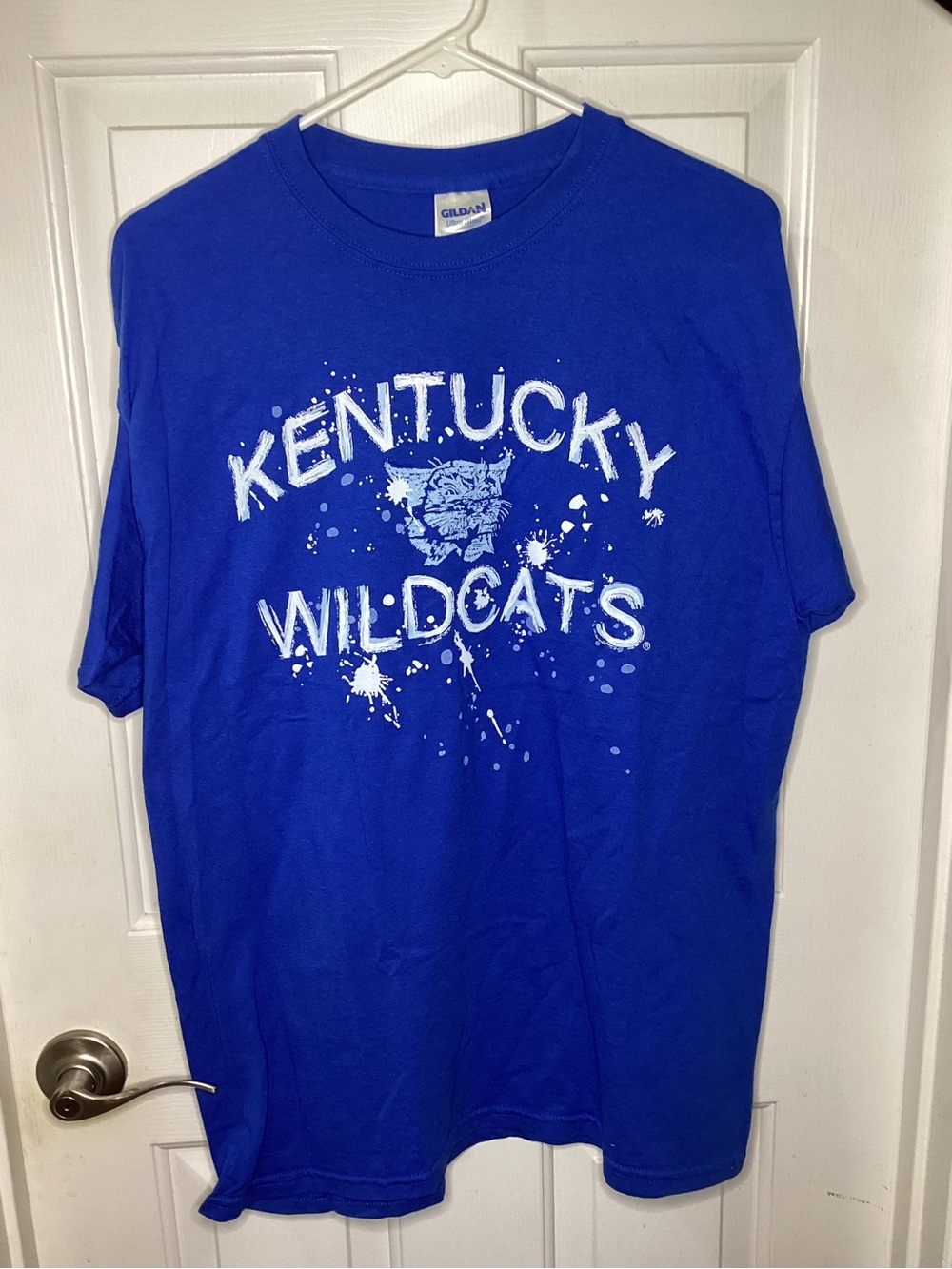Kentucky Wildcats Blue Graphic T-Shirt Gildan NCAA College Tee Size L